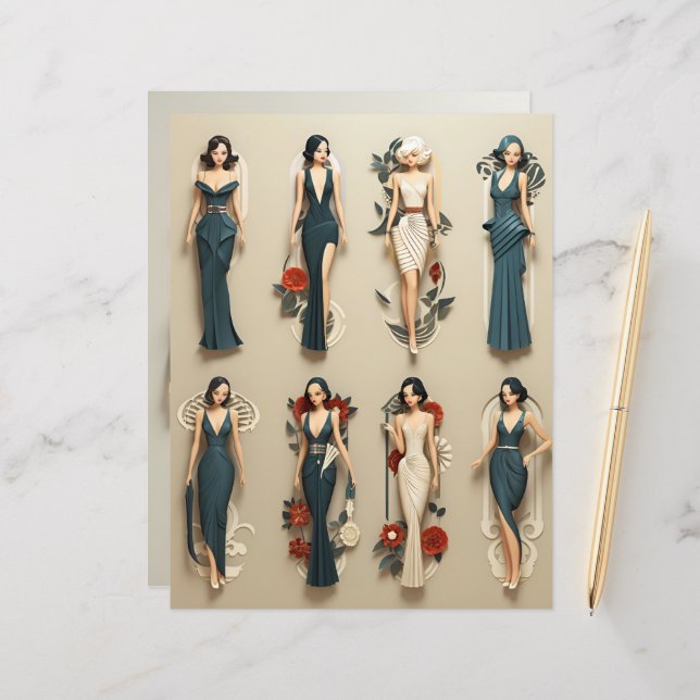 Art Deco-Pappra dockningsbok Papper (Fram/Back In Situ)