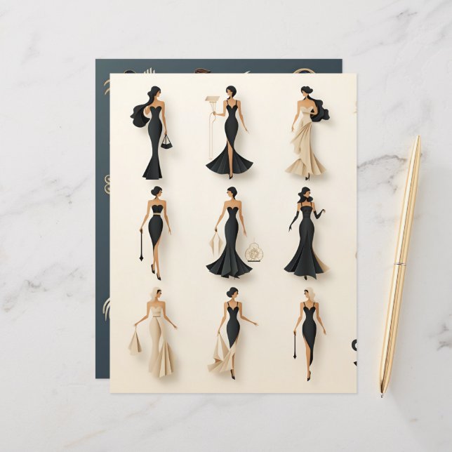 Art Deco-Pappra dockningsbok Papper (Fram/Back In Situ)