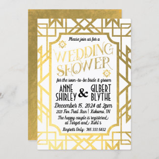 Art Deco Par Möhippa Gatsby Gold Foil Inbjudningar