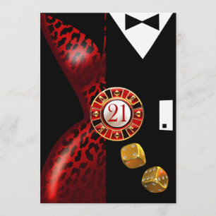 Art Deco Paret 21-årsdag röd leopard Inbjudningar