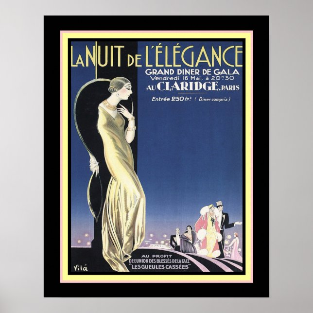 Art Deco Paris Gala "Nattens natt" 16 x 20 Poster (Framsidan)