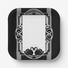 Art Deco Parisian Black and White Swans