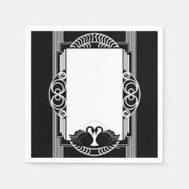 Art Deco Parisian Black and White Swans Pappersservett