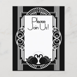 Art Deco Parisian Svarta och Vita Svanar Flygblad