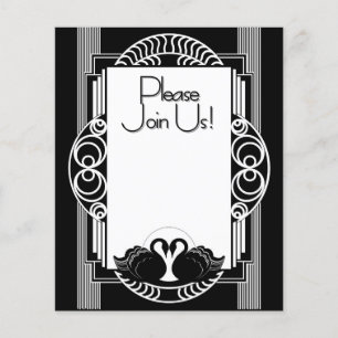 Art Deco Parisian Svarta och Vita Svanar Flygblad