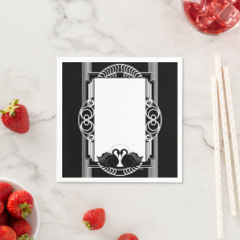 Art Deco Parisian Svarta och Vita Svanar Pappersservett