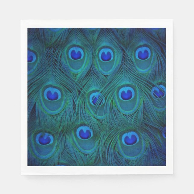Art Deco Parisisk Turkosgrön Påfågelfjäder Pappersservett (Framsidan)