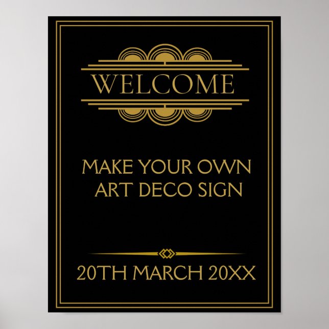 Art Deco Party BRÖLLOP SKAPAR ditt eget SIGN Poster (Framsidan)