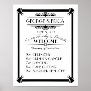Art Deco-party-dagsplanering, serviceordning Poster