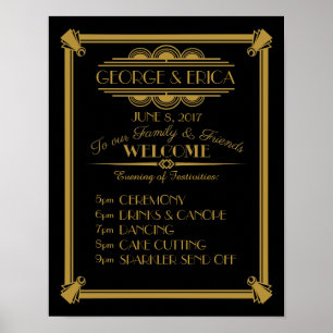 Art Deco-party-dagsplanering, serviceordning Poster