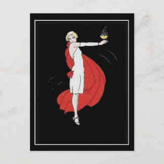 Art Deco Party Flicka Vintage vykort
