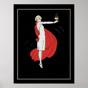 Art Deco Party Girl Vintage affisch