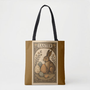 Art Deco Påsk - Elegant Bunnies & Geometric Egg Tygkasse