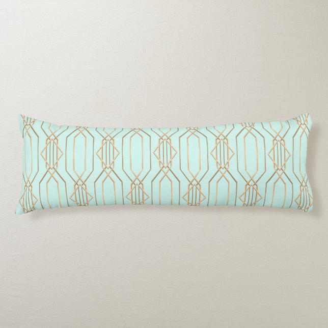 Art Deco Pastel Blue & Guld Kroppskudde (Framsidan)