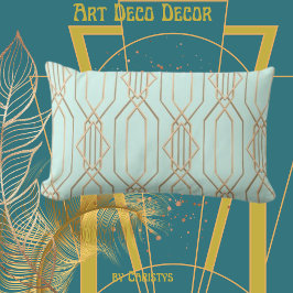 Art Deco Pastel Blue & Guld Lumbar Pillow Lumbarkudde