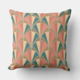 Art Deco Pastellfärgad Fläktmönster Kudde