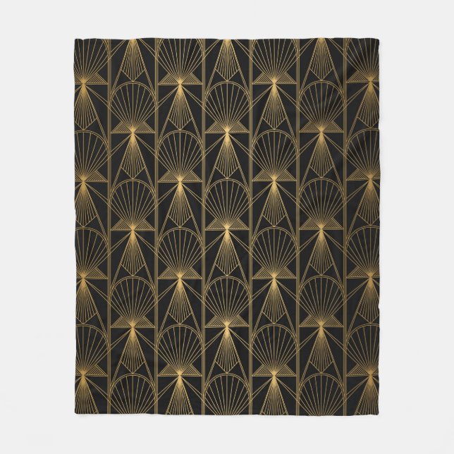 Art Deco Pattern. Seamless black and gold backgrou Fleecefilt (Framsidan)