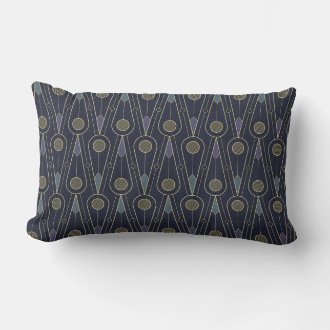 Art Deco pattern with geometric shapes in gold Lumbarkudde (Framsida)