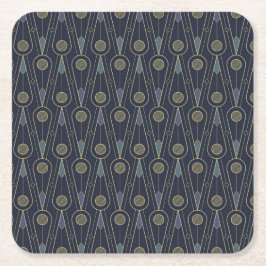 Art Deco pattern with geometric shapes in gold Underlägg Papper Kvadrat
