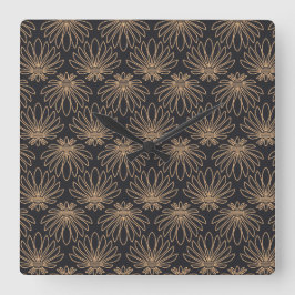 Art Deco pattern with gold floral motifs  Fyrkantig Klocka