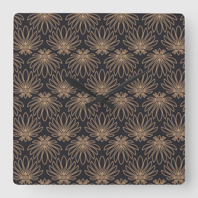 Art Deco pattern with gold floral motifs  Fyrkantig Klocka (Framsida)