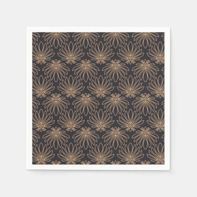 Art Deco pattern with gold floral motifs  Pappersservett (Framsidan)