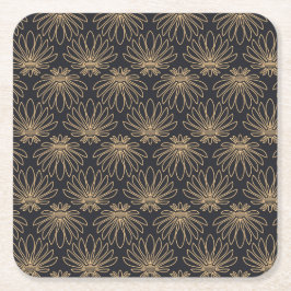 Art Deco pattern with gold floral motifs  Underlägg Papper Kvadrat