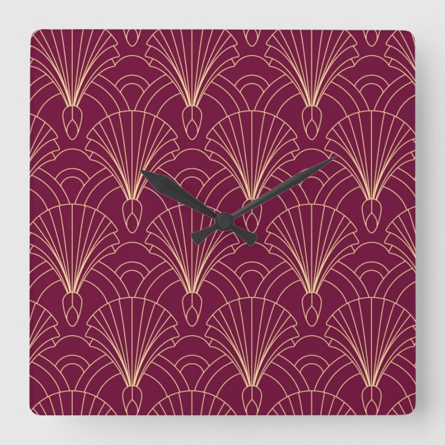 Art Deco pattern with gold geometric fan motifs  Fyrkantig Klocka (Framsida)