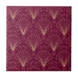 Art Deco pattern with gold geometric fan motifs  Kakelplatta