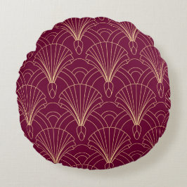 Art Deco pattern with gold geometric fan motifs  Rund Kudde