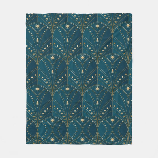 Art Deco pattern with gold geometric shapes Fleecefilt (Framsidan)