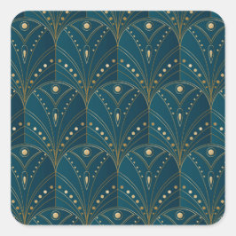 Art Deco pattern with gold geometric shapes Fyrkantigt Klistermärke