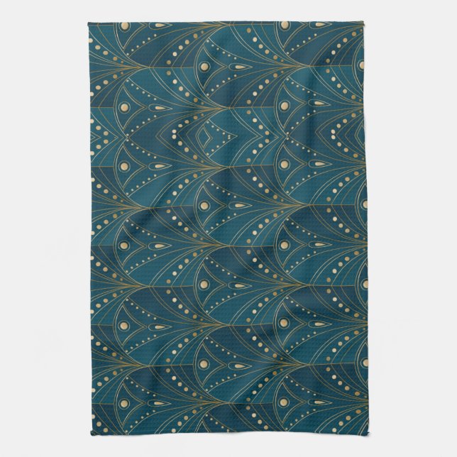Art Deco pattern with gold geometric shapes Kökshandduk (Vertikal)