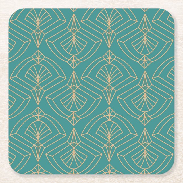 Art Deco pattern with gold geometric shapes  Underlägg Papper Kvadrat (Framsidan)