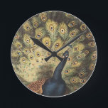 Art Deco Peacock Clock Rund Klocka<br><div class="desc">Perfekt för Art Deco hem.</div>