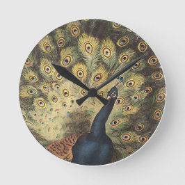 Art Deco Peacock Clock Rund Klocka