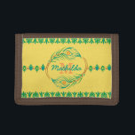 Art Deco Peacock Feather Monogram Stencil Gräns<br><div class="desc">Den här vackra, invecklade, moderna dekorativa plånboksdesignen ser ut som vintage Art Deco/Art nouveau 20's stil. I mitten kan du lägga till ditt namn och ditt monogram inuti cirkeln som består av en abstrakt påfågelfjäder. Lastpallen har en upprepande deka blomstrande stencil mönster som gräns överst och grund, samt en separat...</div>
