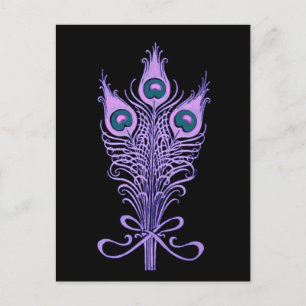 Art Deco Peacock Feathers Bröllop Theme Vykort