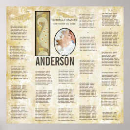 ART DECO Peacock Photo Bröllop Sittdiagram Poster