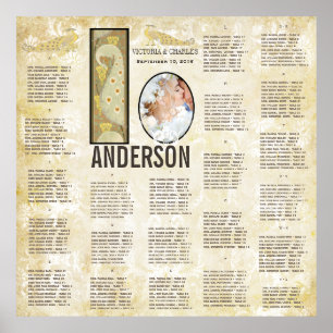 ART DECO Peacock Photo Bröllop Sittdiagram Poster