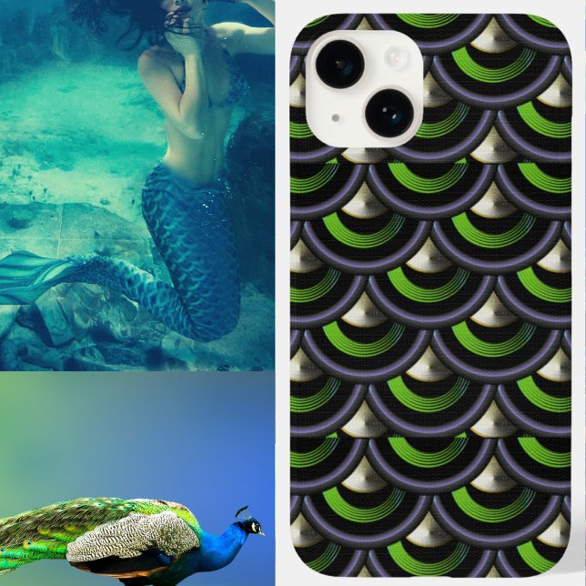 Art Deco Peacock Sjöjungfru Fish Scales (Skapare uppladdad)