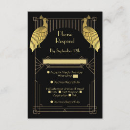 Art Deco Peacock talar Easy Party Guld & Black Tilläggskort