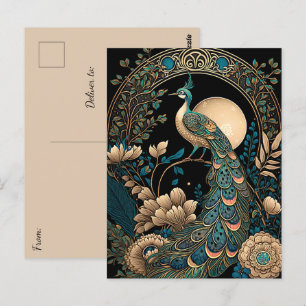 Art Deco Peacock Vykort