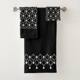 Art Deco Pearls Black and White Mönster