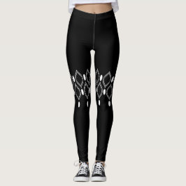 Art Deco Pearls Black and White Mönster Leggings