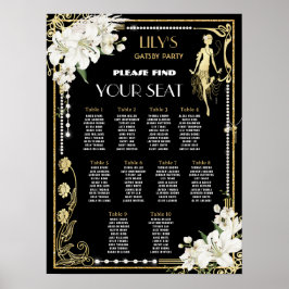 Art Deco Pearls Blommigt Gatsby Roaring 20:s sittp Poster