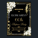 Art Deco Pearls White Blommigt Gatsby 20:s välkoms Poster<br><div class="desc">Anpassa den här vintage Art deco-blommigten Underbar Gatsby roving 20s Temavälkomstskylt enkelt och snabbt, tryck helt enkelt på anpassningsknappen för att ytterligare ordna om och formatera stil och placera texten. Med chic art deco ram, elfenbensvit orkidé och lily blommigt, mousserande pärlor och svart och guld färg. Finns även i ett...</div>