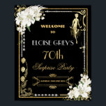 Art Deco Pearls White Flowers Gatsby 20:s välkomst Poster<br><div class="desc">Anpassa den här vintage Art deco-blommigten Underbar Gatsby roving 20s Tematecknet välkomsttecken enkelt och snabbt. Tryck helt enkelt på knappen Redigera med Design Verktyg för att ytterligare ordna om och formatera stil och placera texten. Med chic art deco ram, elfenbensvit orkidé och lily blommigt, mousserande pärlor och svart och guld...</div>
