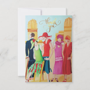 Art Deco People och Mode Tack Kort