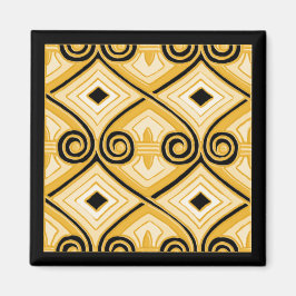 Art Deco Persia (Gult och svart) Magnet